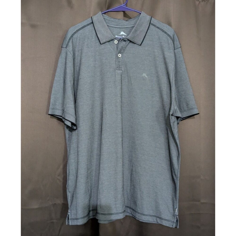 Tommy Bahama Polo Shirt Men's Gray Short Sleeve XL Casual Stretch